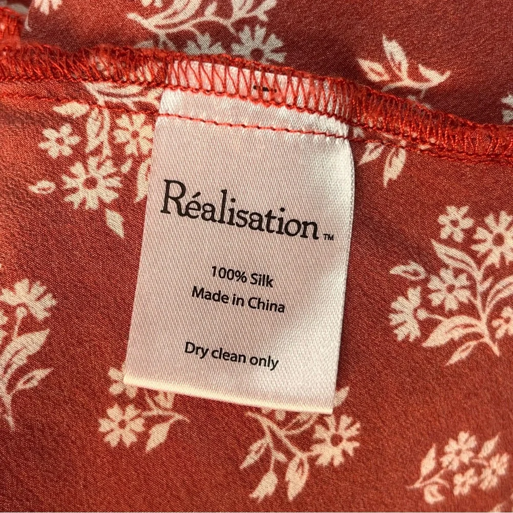 Réalisation Par Red Floral Silk Slip Dress – Women’s Large - Picture 2 of 9